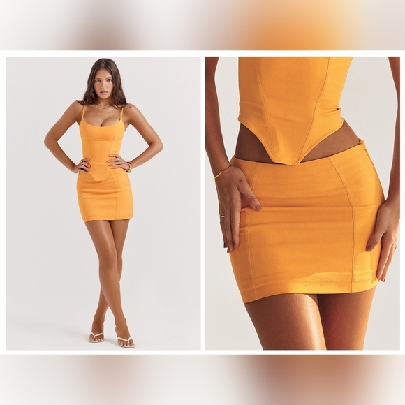 NWT House of CB Nisha‎ Tangerine Sculpting Mini Skirt Size XL / L+ - Picture 1 of 12